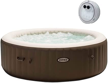 Intex Pure Spa 290 Gallon Portable Inflatable Bubble Jet Massage Heated Hot Tub & Battery Powered LED Light