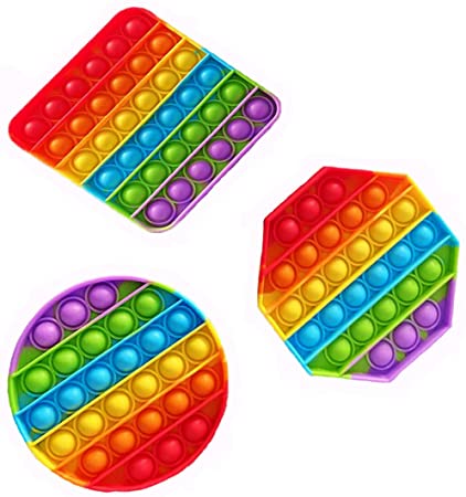 Kabvry Pop Sensory Fidget Toy, Autism Special Needs Stress Reliever Rainbow Silicone Stress Reliever Toy, Squeeze Sensory Toy ( 3 Pack )