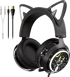 Somic GS510 Casque Filaire avec Micro rétractable et suppression du Bruit pour Xbox One, PS5, PS4, PC Noir 3,5 mm