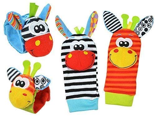 Baby Rattles Toy Socks Cute Infant Rattle Toys for Wrists – Premium Quality Plush Fabric – Bright Stimulating Colors – Educational Kids’ Toys for Ages 0-18 Months