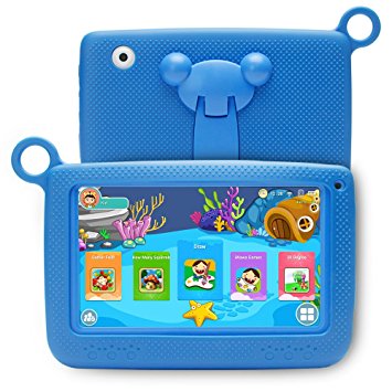 NPOLE Kids Tablet Android with Parent Control - iWawa and Case 8G ROM 1G RAM 7 inch 1280x800 Ips Display WiFi Bluetooch Camera Game HD Video Supported Blue