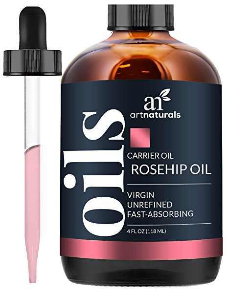 ArtNaturals Pure Rosehip Seed Oil - 3 Piece Set - Virgin, Cold Pressed & Unrefined 118 ml - Natural Moisturizer to Heal Dry Skin, Fine Lines & Scars – for Face, Nails, Hair and Skin