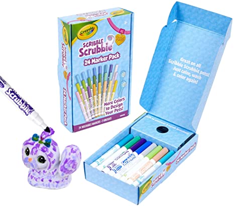 Crayola Scribble Scrubbie Pets Marker Refill Set, 24 Washable Markers (Pets Sold Separately), Gift