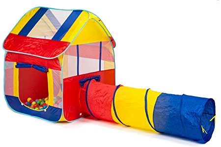 Utex Big Children's Playhouse with Tunnel for Boys/Girls for Indoor/Outdoor with Stakes - Popup Play Tent