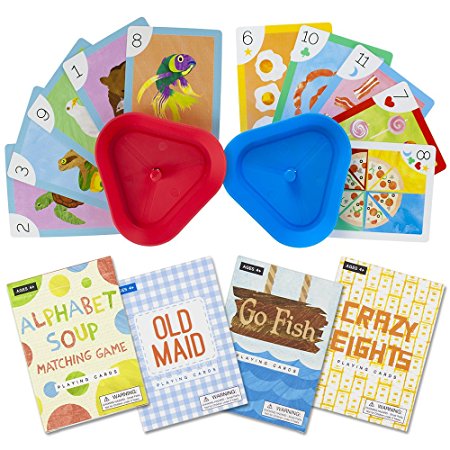 Set of 4 Classic Children's Card Games with 2 Hands-Free Playing Card Holders by Imagination Generation