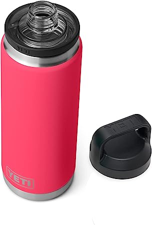 YETI Rambler 26 oz Bottle, Vacuum Insulated, Stainless Steel with Chug Cap, Bimini Pink