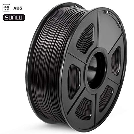 SUNLU ABS 3D Printer Filament, 1.75 ABS Filament Dimensional Accuracy  /- 0.02 mm, 1 kg Spool, 1.75mm, ABS Black