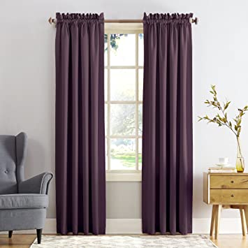 Sun Zero Barrow Energy Efficient Rod Pocket Curtain Panel, 54" X 108", Plum