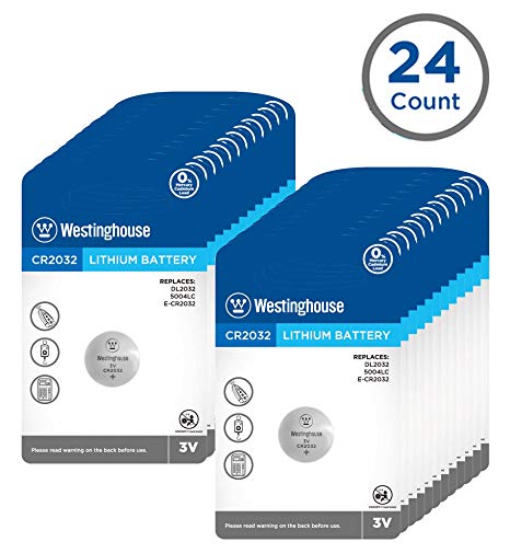 Westinghouse CR2032 Lithium Button Cell, Button Batteries, Coin Cells, Remote Battery, Remote Battery Cells (24 Counts)