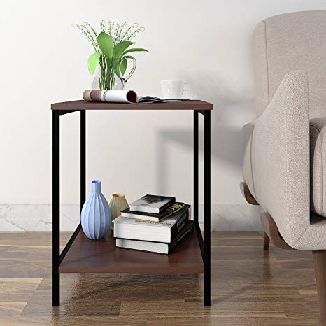 Lifewit 2-tier Side Table End Table, Nightstand, Coffee Table for Bedroom Living Room, Modern Collection, Brown