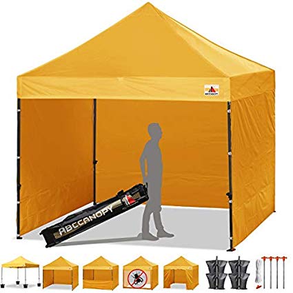 ABCCANOPY Canopy Tent 10 x 10 Pop Up Canopies Commercial Tents Market stall with 4 Removable Sidewalls and Roller Bag Bonus 4 Weight Bags and 10ft Screen Netting and 10ft Half Wall(30 Muti Colors)