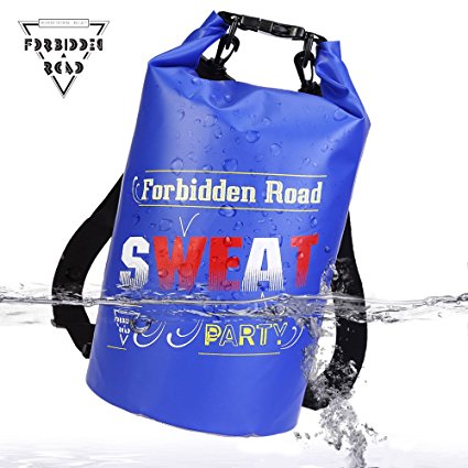 Forbidden Road 2L 5L 10L 15L 20L Waterproof Dry Bag ( 8 Colors) Dry Sack Roll Top Dry Compression Sack Keeps Gear Dry for Kayaking Boating Camping Canoeing Fishing Skiing Snowboarding