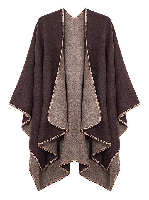 Urban CoCo Women's Color Block Open front Blanket Poncho