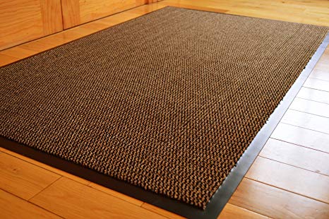 Rugs Supermarket BIG EXTRA LARGE BROWN AND BLACK BARRIER MAT RUBBER EDGED HEAVY DUTY NON SLIP KITCHEN ENTRANCE HALL RUNNER RUG MATS 120X180CM (6X4FT)