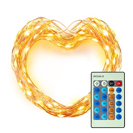 LED String Lights, Miroco 33ft 100 LEDs Dimmable Indoor Outdoor Waterproof Decorative Twinkle Lights with Remote for Bedroom, Patio, Garden, Christmas (Warm White Copper Wire Lights, UL Listed)