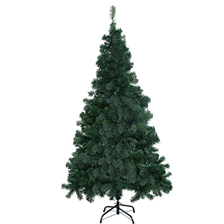 Goplus 5' Artificial Christmas Tree Spruce Hinged w/ Metal Stand for Indoor and Outdoor, Green