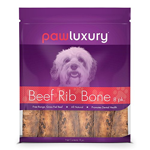 Natural Beef Rib Bones by Pawluxury (8 Pack) Durable and Long-Lasting Dog Chews