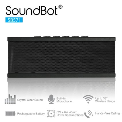 Soundbot SB571 Bluetooth Speaker For Bluetooth Enabled Digital or Media Devices - Black