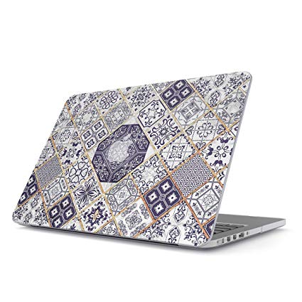 BURGA Hard Case Cover Compatible with MacBook Air 11 Inch Case, Model: A1370 / A1465 11-11.6 Inch 11" White and Gold Marrakesh Mosaic