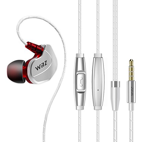 Earbuds, Riwbox X6 In ear Headphones Noise-Isolating Sweatproof Resistant sport Earbuds Earphones with Microphone , Universal Volume Control and Secure Earhooks (Silver)