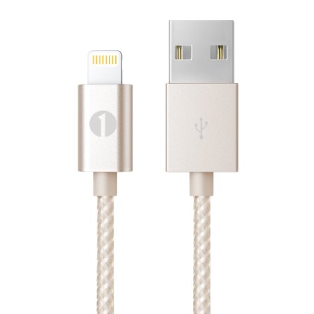 [Apple MFI Certified] 1byone Lightning to USB Metallic Braided Cable 3.28ft / 1m for iPhone 6s 6 Plus 5s 5c 5, iPad mini, iPad Air, iPad Pro, iPod touch 6th Gen / nano 7th Gen, Gold