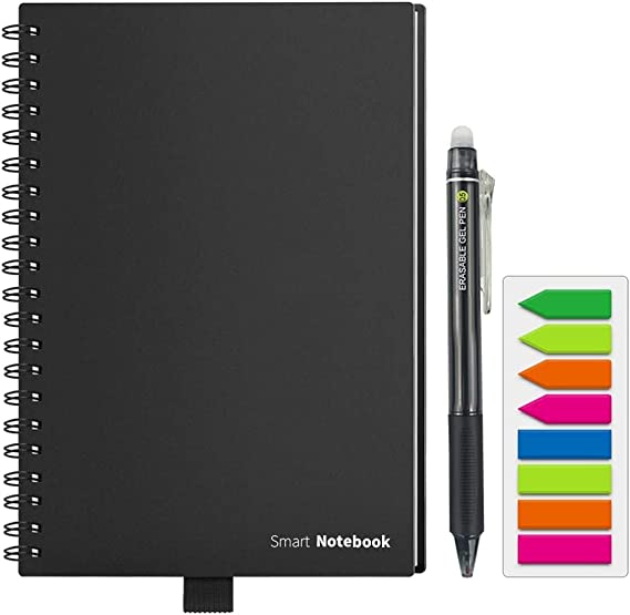 HOMESTEC Reusable Smart Notebook Erasable Wirebound Notebook APP Storage (black, A5)