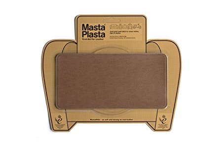 MastaPlasta, Leather Repair Patch, First-aid for Sofas, Car Seats, Handbags, Jackets, etc. Tan Color, Plain 8-inch by 4-inch, Designs Vary