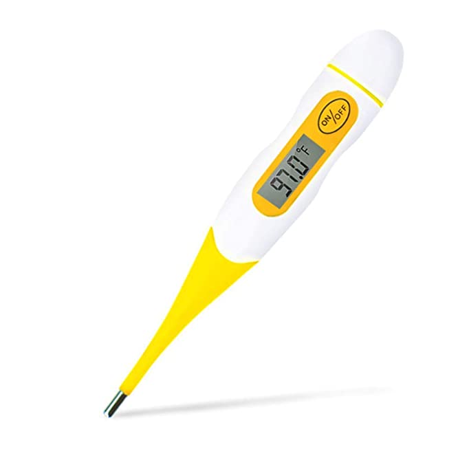 Digital Thermometer, Soft Head Rectal Armpits and Oral Thermometer, Fever Thermometers for Adult and Baby, Accurate Fast Reading (Yellow-Fahrenheit)