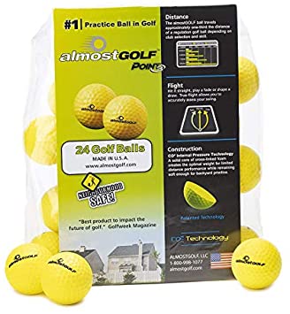 AG AlmostGolf Balls - Limited Flight Practice Golf Balls - (24 Pack) - Almost Golf Balls Foam Golf Training Aids for Indoor Or Yard Practice - Includes 24 AlmostGolf Balls with 5 Liberty Tees
