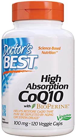 Doctor's Best High Absorption CoQ10 with Bioperine, Heart Health & Energy Production, Non-GMO, Gluten Free, Vegan, Soy Free, 100 Mg, 120 VC