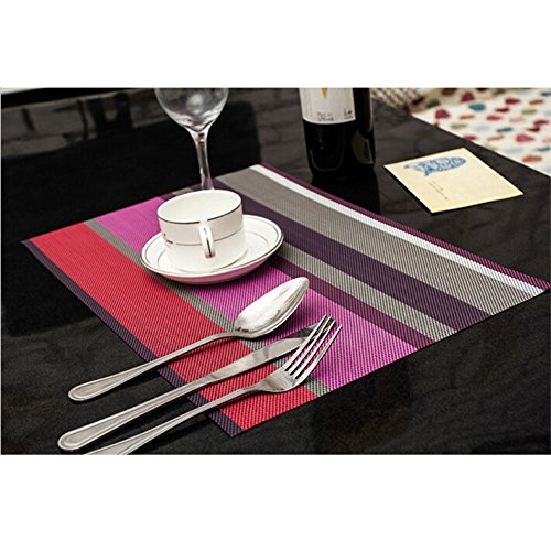 JAY Washable Placemats Heat Insulation Non-slip Table Mats for Kitchen Dining Set of 6 (Purple)
