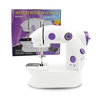 Mini Electric Portable Sewing Machine – IdentikitGift Household Double Thread Double Speed Sewing Machine with Foot Pedal, Light & Cutter