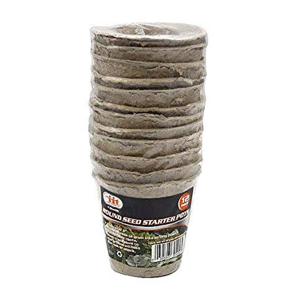 IIT 30490 Biodegradable Seed Planters, Round Shape Seed Starter Planters, Seed Starting Pots, 12 Piece
