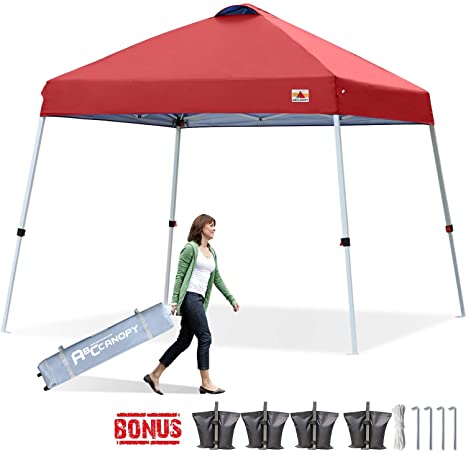 ABCCANOPY 10x10 FT Pop-Up Slant Leg Canopy Tent Instant Outdoor Canopy with Carrying Bag,Red