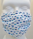 Breathe Healthy Dust Allergy and Flu Mask Child Size Comfortable Reusable Protection Pollen Germ Killing Agent Fish Design WhiteBlue