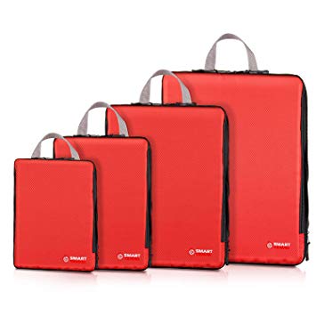 Premium Quality Compression Packing Cubes Travel Cubes For Packing Accessories Bags Compression Cubes For Travel Luggage Organizer Set Expandable 4 pc Red