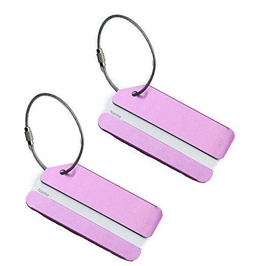 2X Metal Travel Suitcase Luggage Identifier Tags Labels Bag ID Address Holder