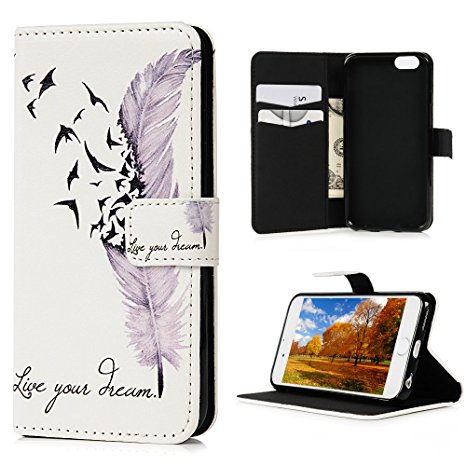 iPhone 6 Plus/6S Plus Wallet Case (5.5")- (NOT FOR iPhone 6/6S ) Wallet Purse Credit Card ID Holders Magnetic Flying Birds PU Leather Clear Ultra Slim Fit Flip Folio Cover for iPhone 6 Plus/6S Plus