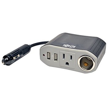 Tripp Lite 100W Car Power Inverter with 1 Outlet & 2 USB Charging Ports, Auto Inverter, Ultra Compact (PV100USB)