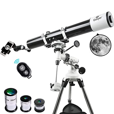 Gskyer Telescope, Astronomy Refractor Telescope, 80mm Aperture Travel Scope for Kids & Beginners - with Smartphone Adapter Wireless Camera Remote
