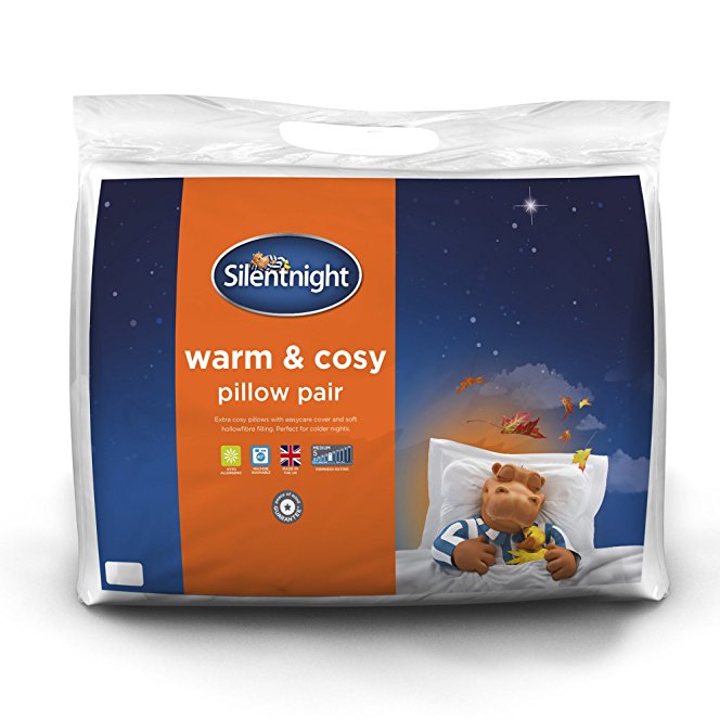 Silentnight Warm and Cosy Pillow Pair, Microfibre, White, Twin