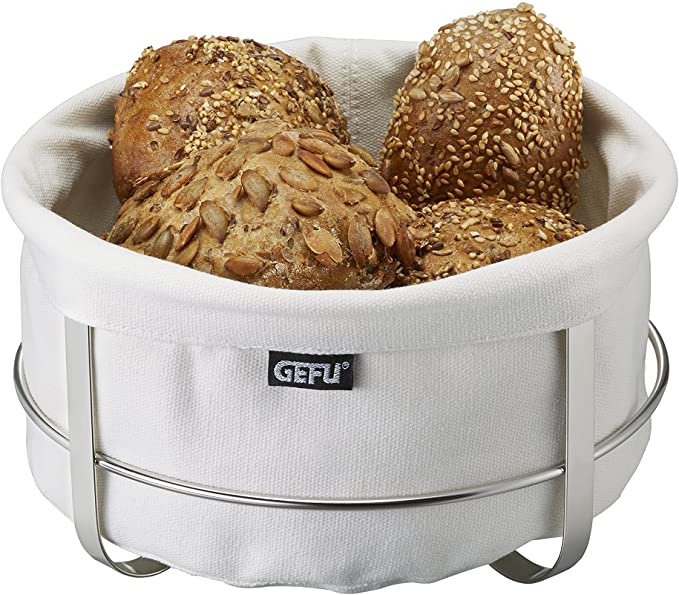 GEFU ge33660 Round Bread Basket, Fabric, White, 22 x 22 x 11.5 cm