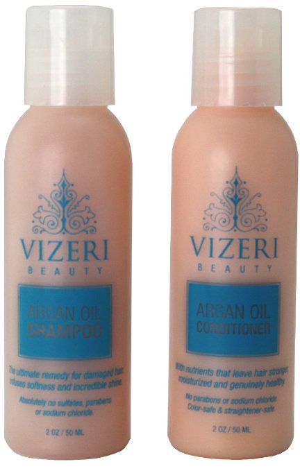 Travel Size Best Moroccan Argan Oil Shampoo and Conditioner Sulfate Free Shampoo Paraben-Free Sodium-Chloride-Free Natural Sun Protection Salon Quality