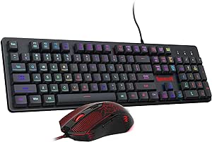 Redragon Gaming Keyboard and Mouse, RGB Gaming Keyboard and 3200 DPI Mouse Combo with 26-Key Anti-Ghosting, Plug & Play to PC, Laptop, Windows, S107【Newest】