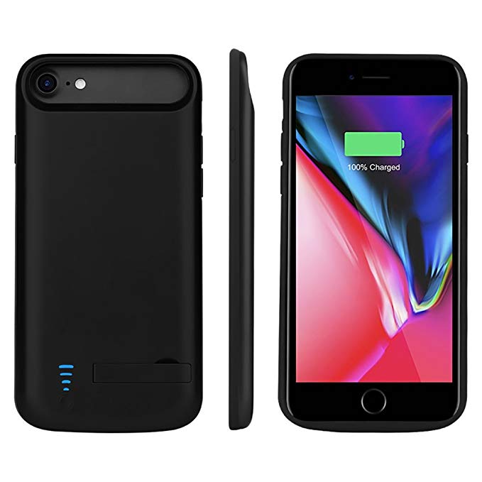 RUNSY Battery Case Compatible with iPhone 8/7/6S/6, 5500mAh Rechargeable Extended Battery Charging Case, External Battery Charger Case, Backup Power Bank Case, Support Wired Headphones (New 4.7 inch)