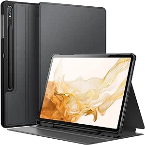 JETech Hülle für Samsung Galaxy Tab S8 Plus 2022 / S7 FE 2021 / S7 Plus 2020 12,4 Zoll mit S Pen Halter, Schlank Folio Ständer Tablet Schutzhülle, Multi-Winkel Ansehen (Schwarz)