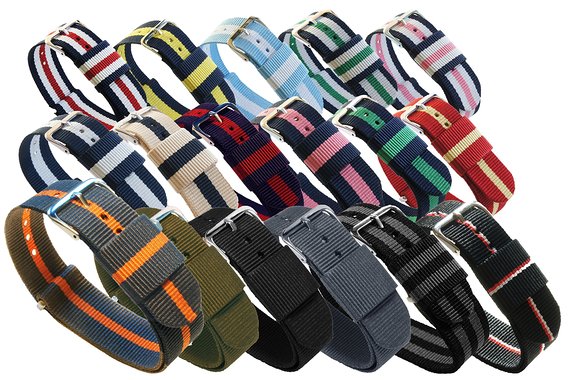 BARTON Watch Bands Choice of Colors and Widths 18mm 20mm or 22mm Ballistic Nylon Stainless Steel