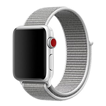 For Apple Watch Band Soft Breathable Woven Nylon Replacement Sport Loop Band for Apple Watch Series 3/2/1 (Seashell, 38mm)