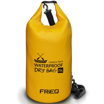 20L Dry Bag - FRiEQ Lightweight & Durable Dry Bag Backpack for Outdoor Activities - Waterproof Bag Guaranteed - Perfect for Boating / Kayaking / Fishing / Rafting / Swimming / Floating / Camping - Protects Phones / Camera / Clothes / Documents from Water, Sand, Dust and Dirt (Yellow)