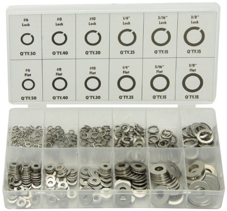 Advanced Tool Design Model  ATD-360  350 Piece Stainless Lock and Flat Washer Assortment